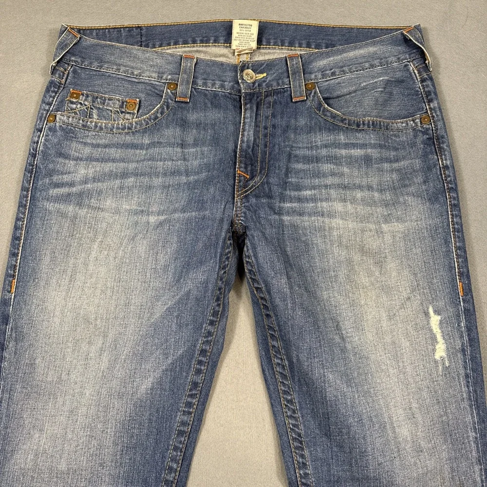 True Religion Jeans Mens 36 Ricky Straight NO FLAP Dark  STYLE  MDE800OM